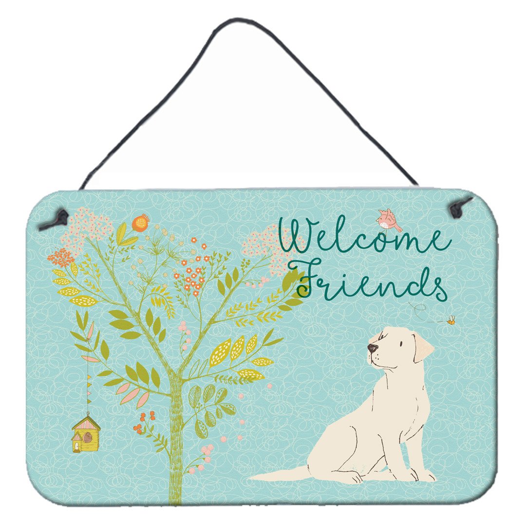 Welcome Friends Yellow Labrador Retriever Wall or Door Hanging Prints BB7596DS812 by Caroline's Treasures