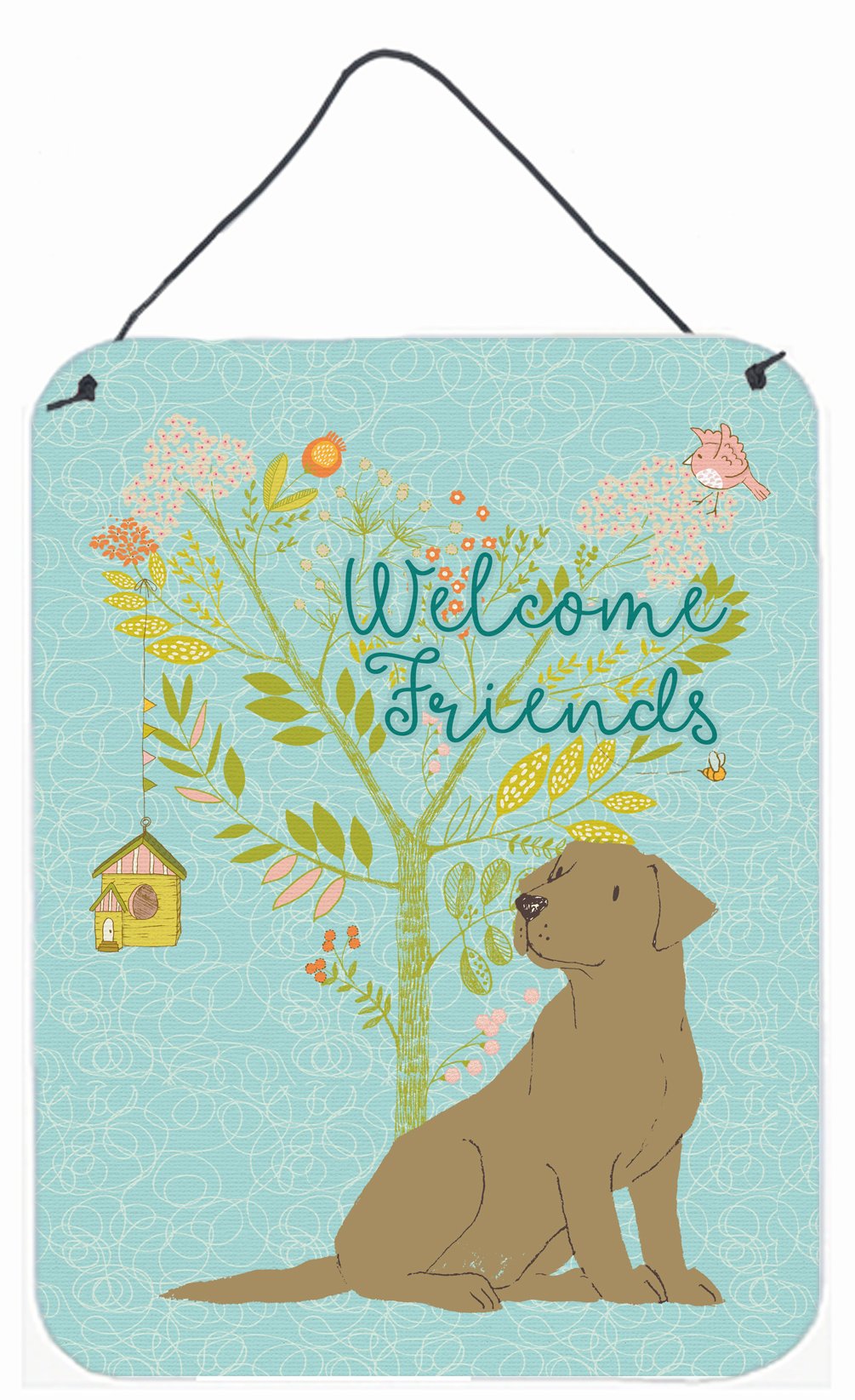 Welcome Friends Chocolate Labrador Retriever Wall or Door Hanging Prints BB7597DS1216 by Caroline&#39;s Treasures