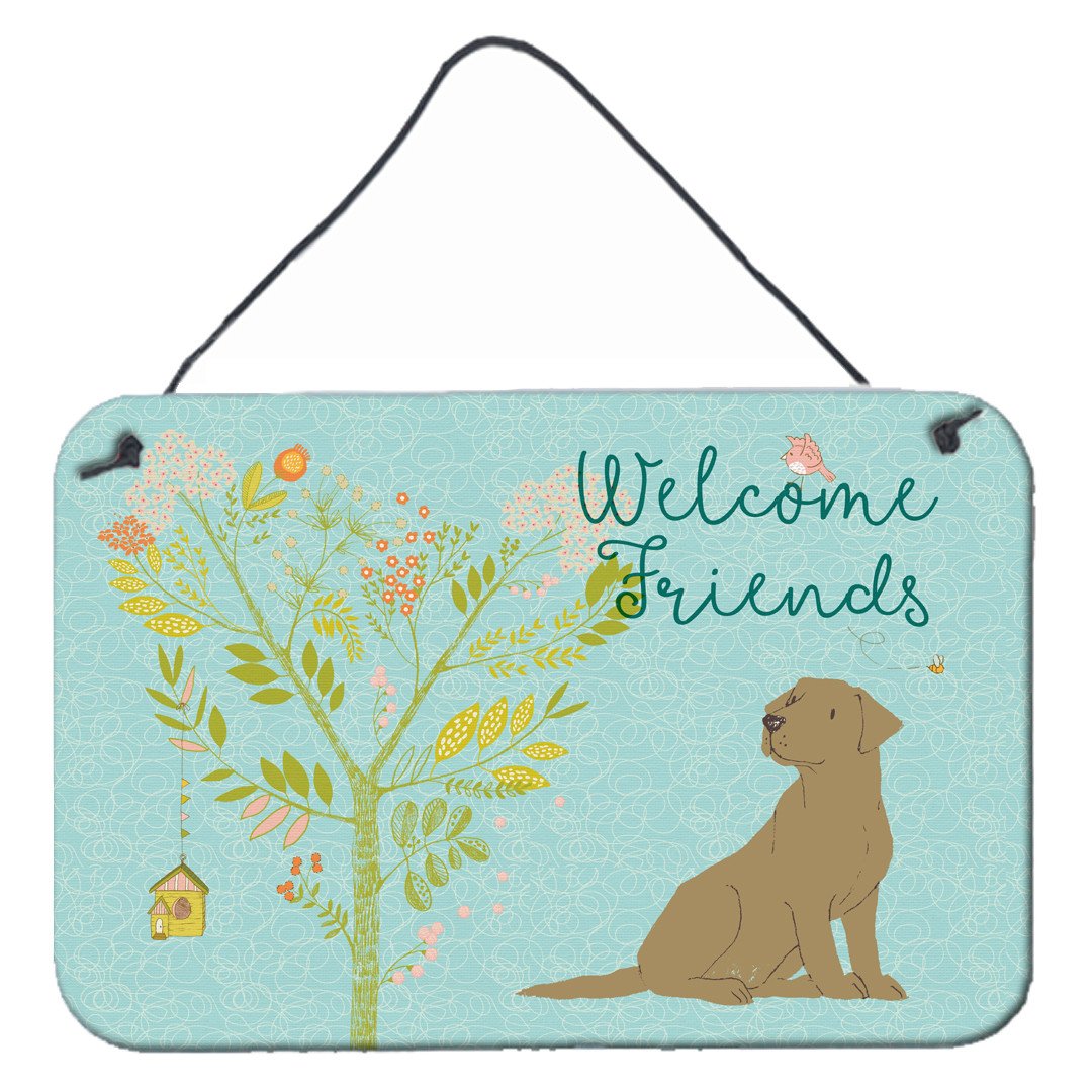Welcome Friends Chocolate Labrador Retriever Wall or Door Hanging Prints BB7597DS812 by Caroline's Treasures