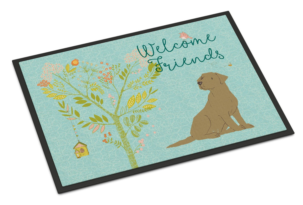 Welcome Friends Chocolate Labrador Retriever Indoor or Outdoor Mat 24x36 BB7597JMAT by Caroline&#39;s Treasures