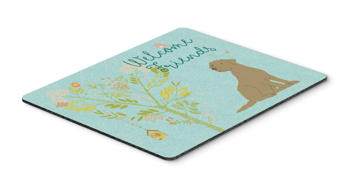 Welcome Friends Chocolate Labrador Retriever Mouse Pad, Hot Pad or Trivet BB7597MP by Caroline&#39;s Treasures