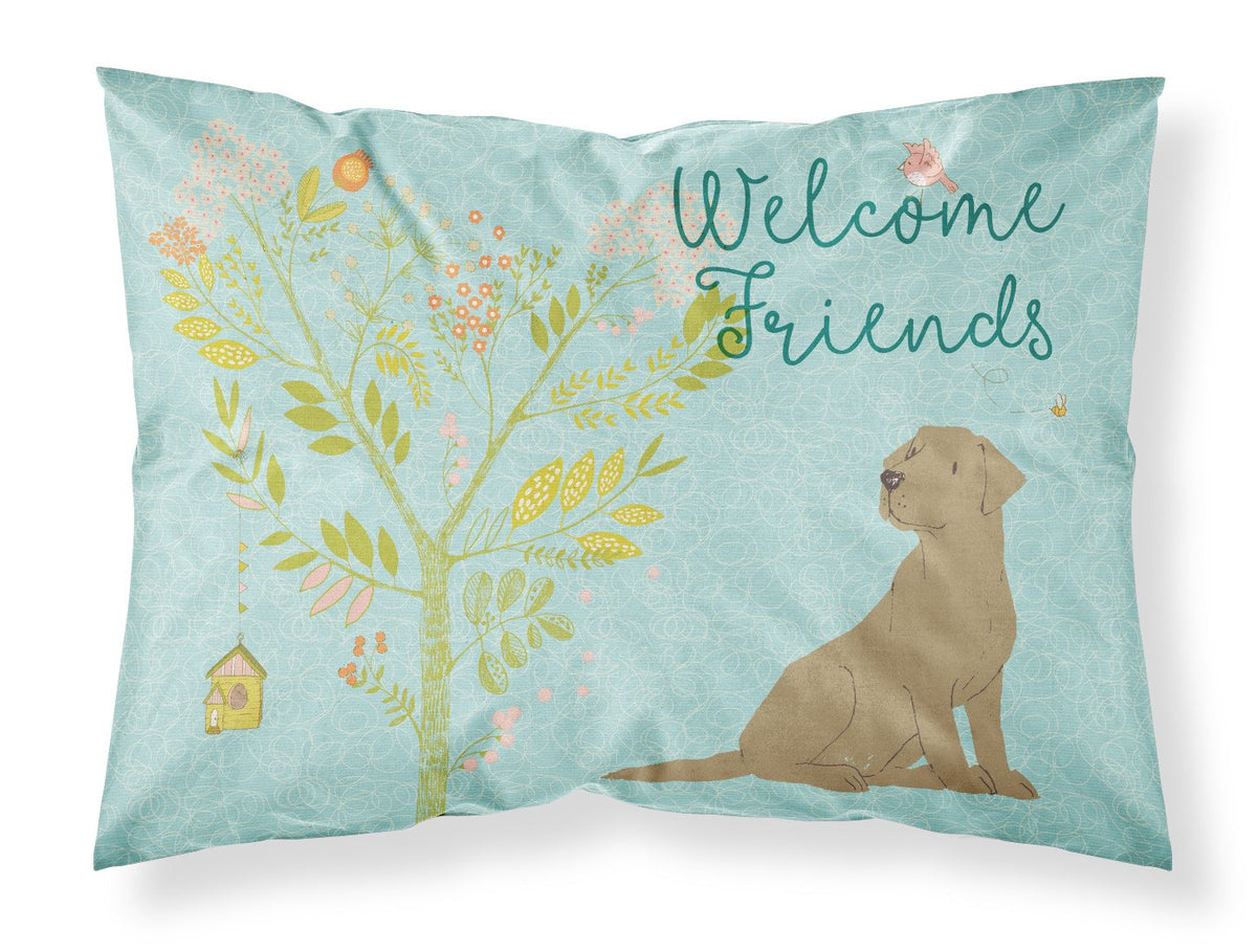 Welcome Friends Chocolate Labrador Retriever Fabric Standard Pillowcase BB7597PILLOWCASE by Caroline&#39;s Treasures