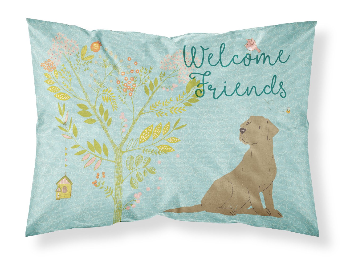 Welcome Friends Chocolate Labrador Retriever Fabric Standard Pillowcase BB7597PILLOWCASE by Caroline's Treasures