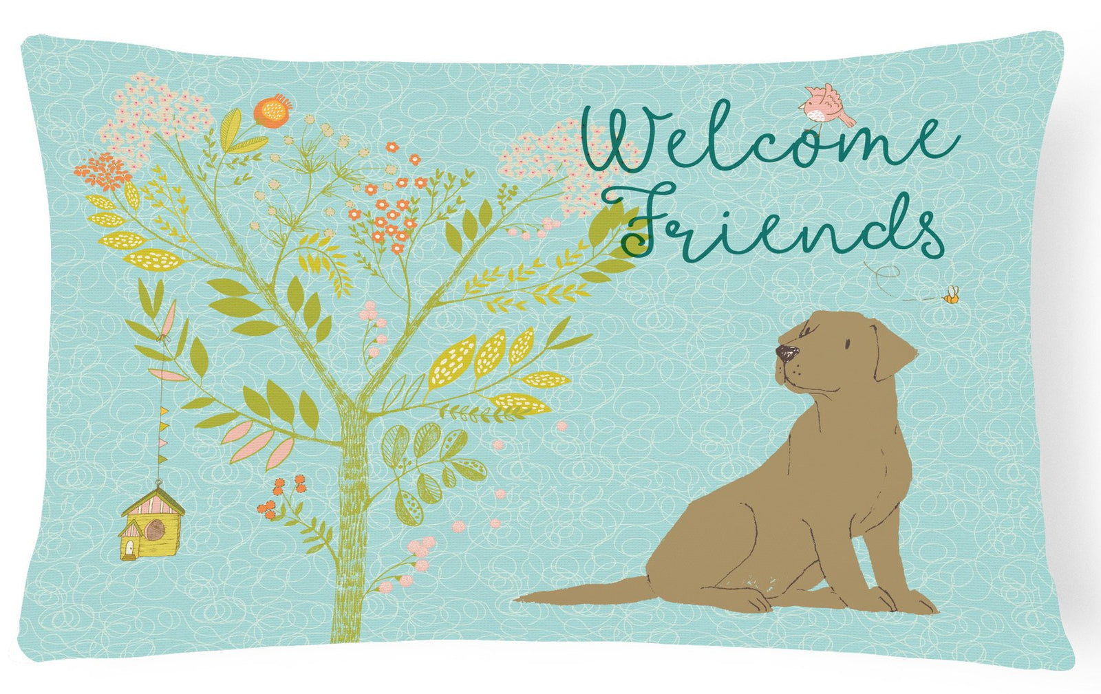 Welcome Friends Chocolate Labrador Retriever Canvas Fabric Decorative Pillow BB7597PW1216 by Caroline's Treasures