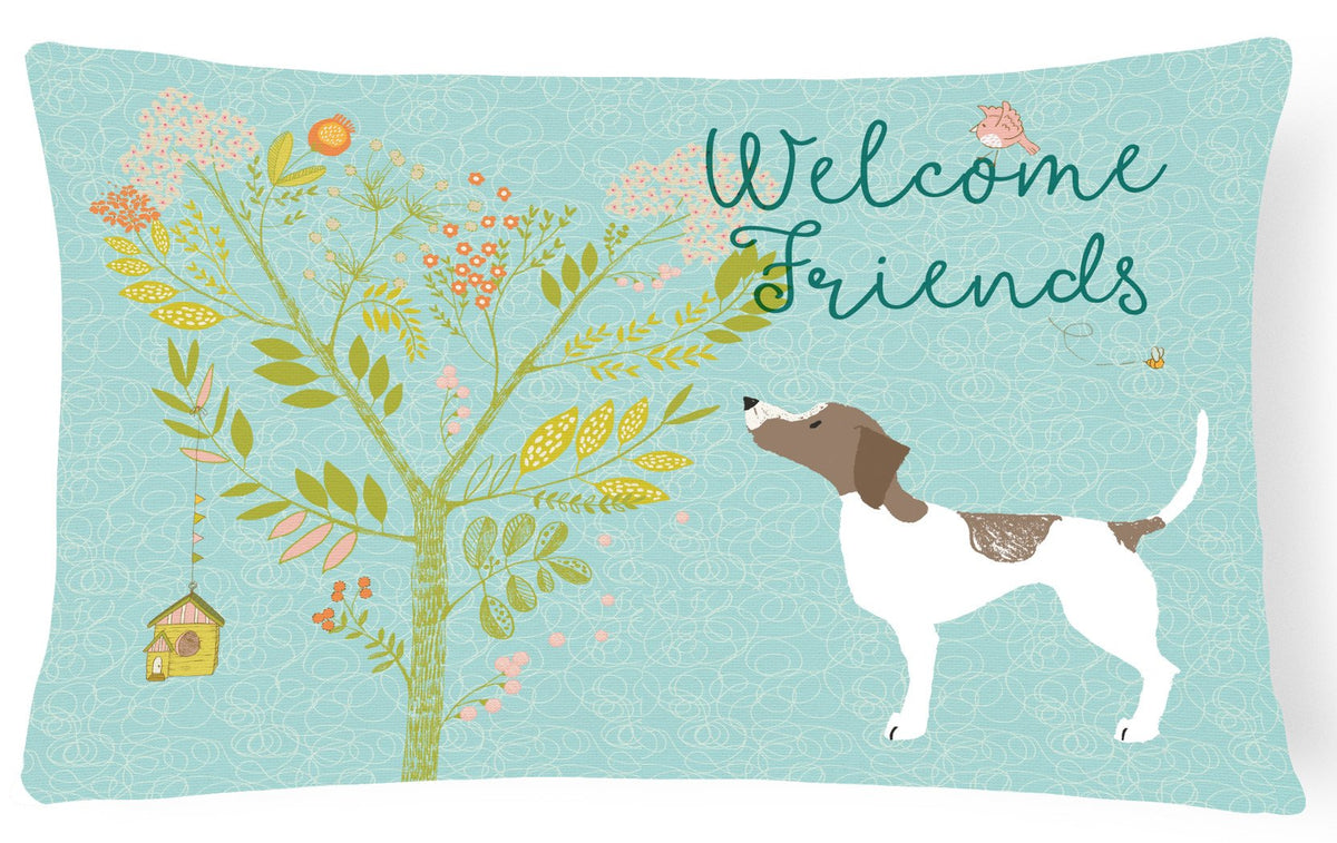 Welcome Friends Pointer Canvas Fabric Decorative Pillow BB7598PW1216 by Caroline&#39;s Treasures