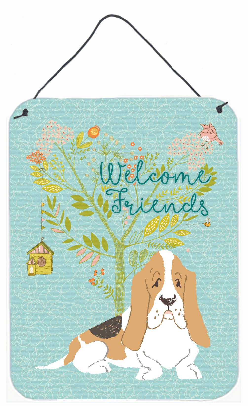 Welcome Friends Basset Hound Wall or Door Hanging Prints BB7600DS1216 by Caroline's Treasures