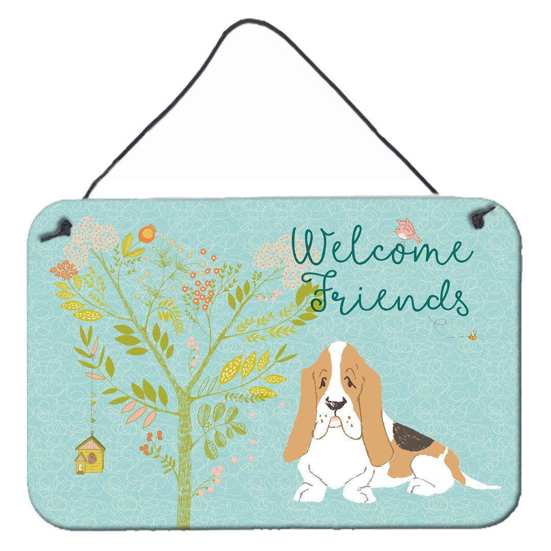 Welcome Friends Basset Hound Wall or Door Hanging Prints BB7600DS812 by Caroline&#39;s Treasures