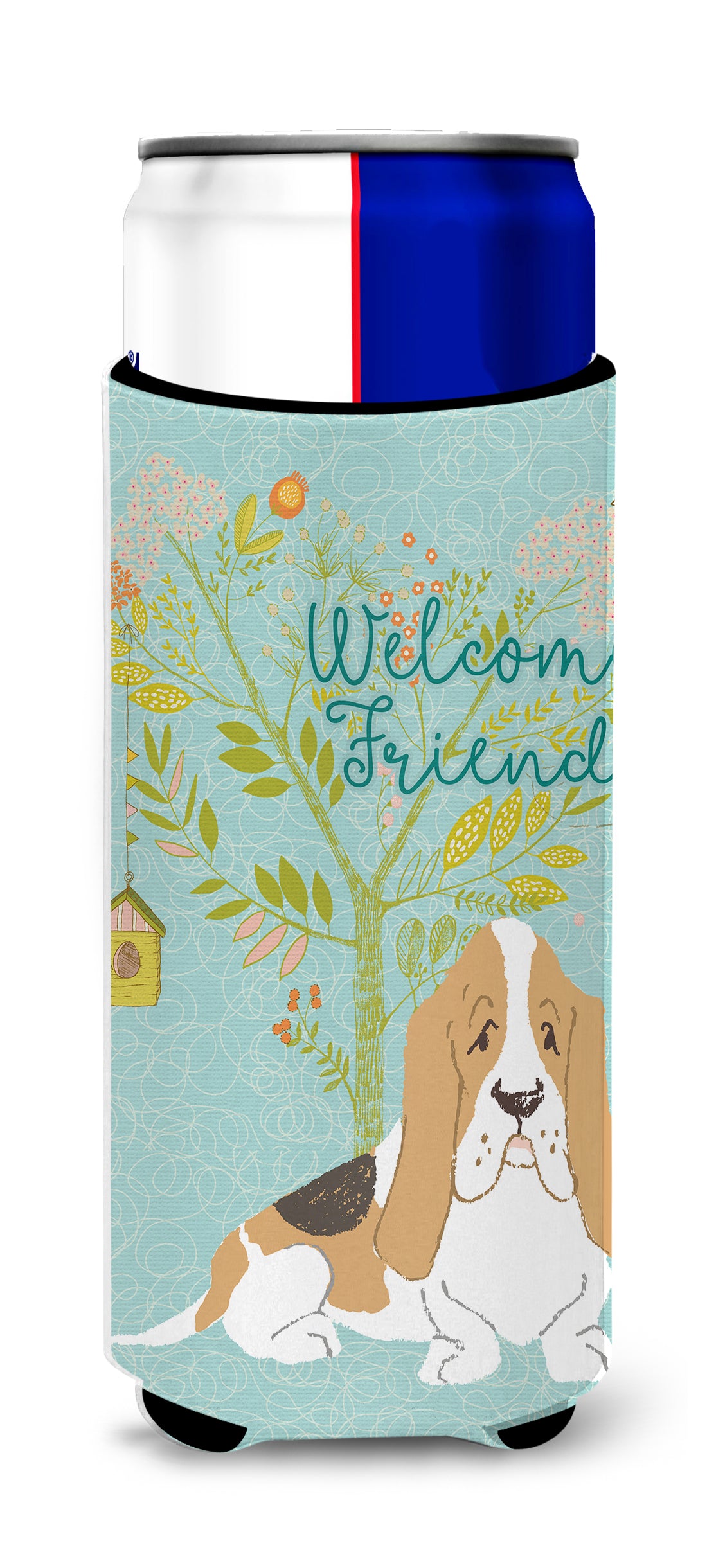 Welcome Friends Basset Hound  Ultra Hugger for slim cans BB7600MUK