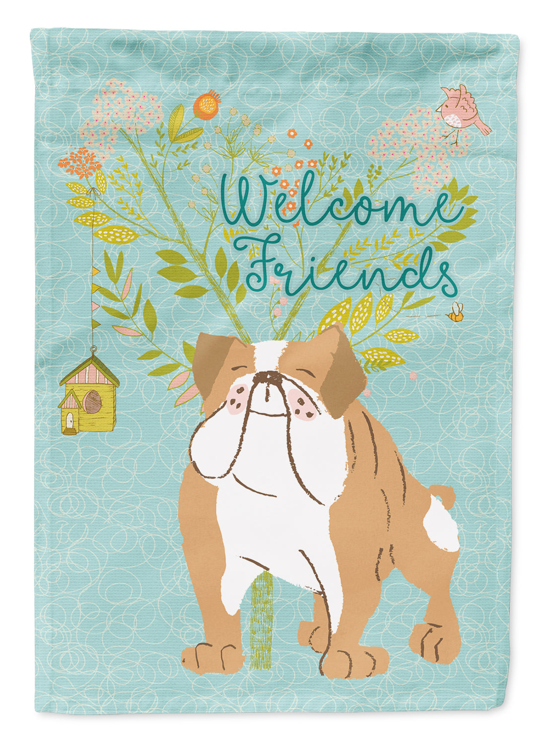 Welcome Friends English Bulldog Flag Canvas House Size BB7602CHF  the-store.com.