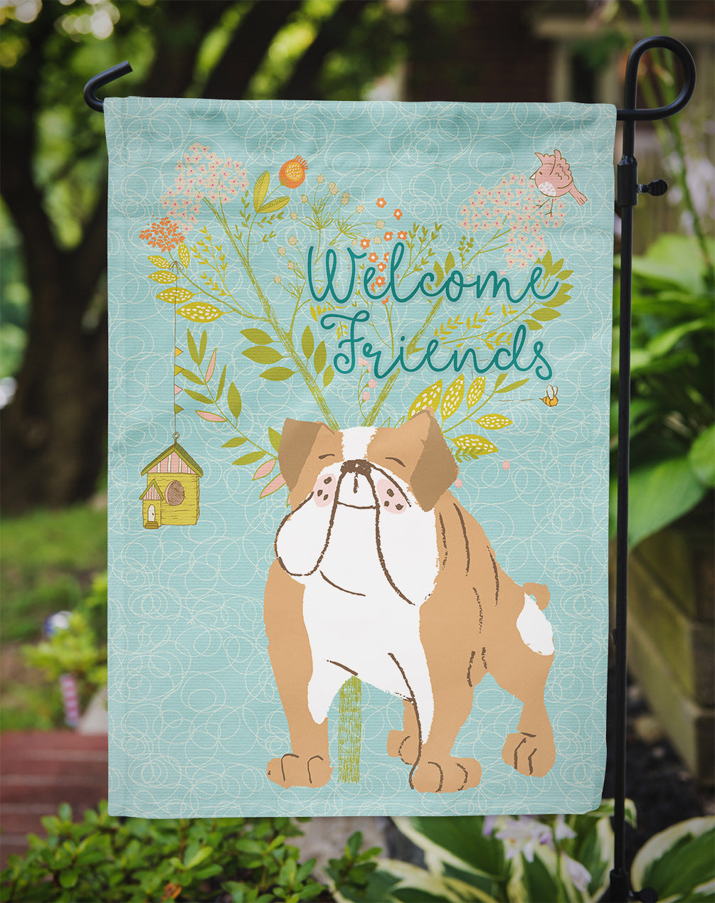 Welcome Friends English Bulldog Flag Garden Size BB7602GF