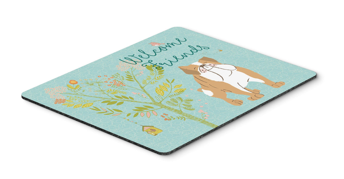 Welcome Friends English Bulldog Mouse Pad, Hot Pad or Trivet BB7602MP by Caroline&#39;s Treasures