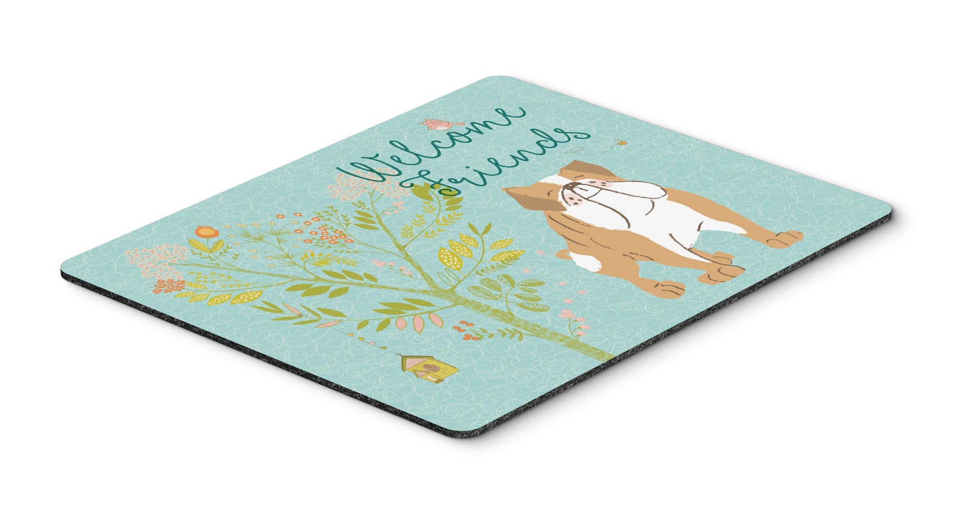 Welcome Friends English Bulldog Mouse Pad, Hot Pad or Trivet BB7602MP by Caroline's Treasures