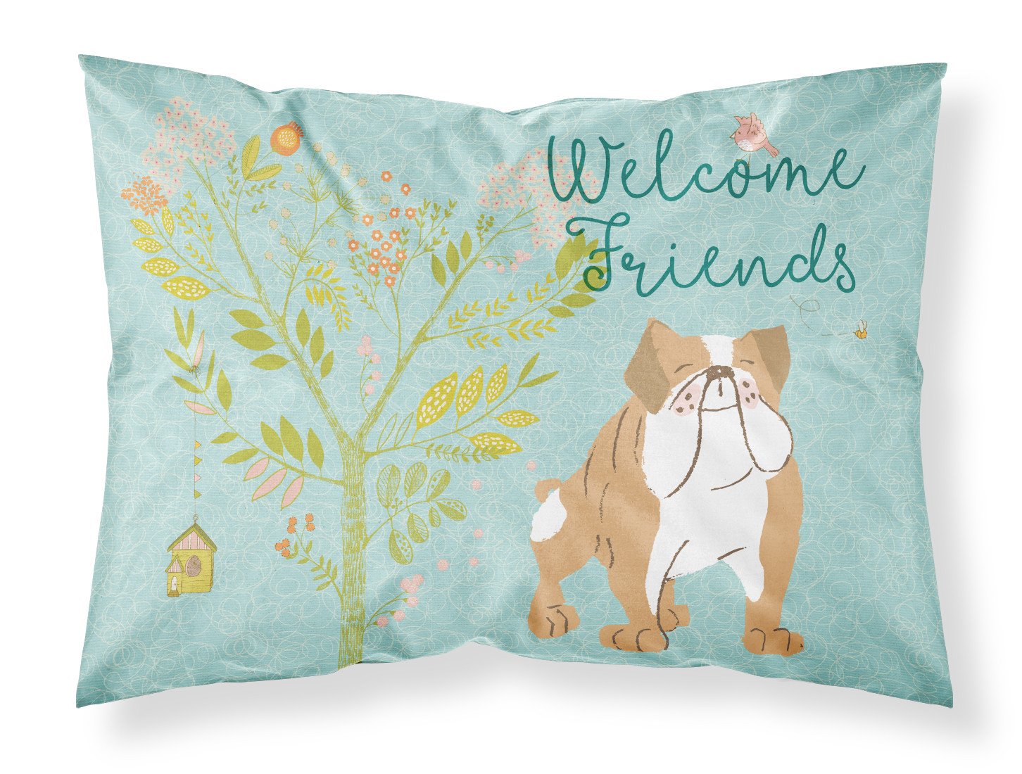 Welcome Friends English Bulldog Fabric Standard Pillowcase BB7602PILLOWCASE by Caroline's Treasures