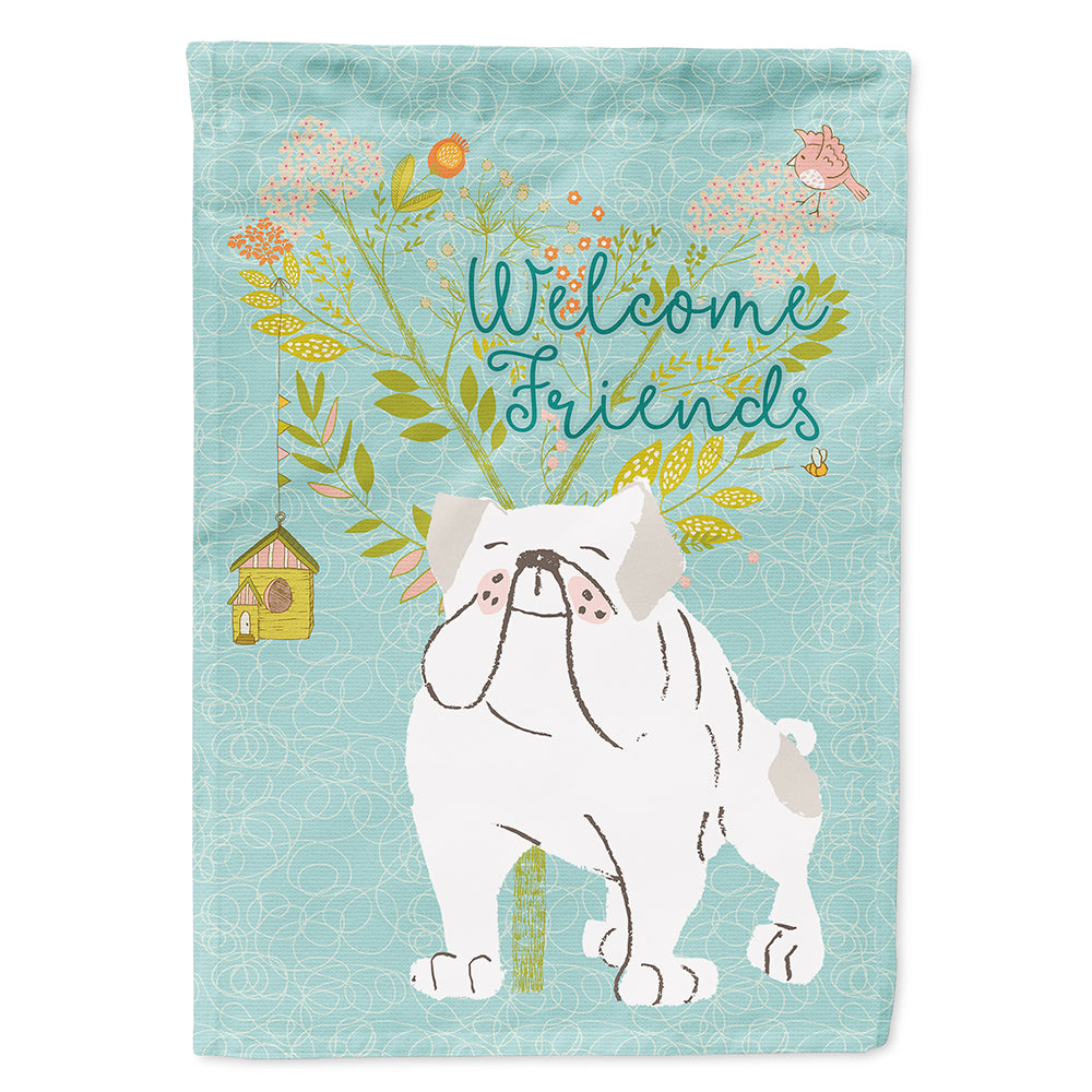 Welcome Friends English Bulldog White Flag Canvas House Size BB7603CHF