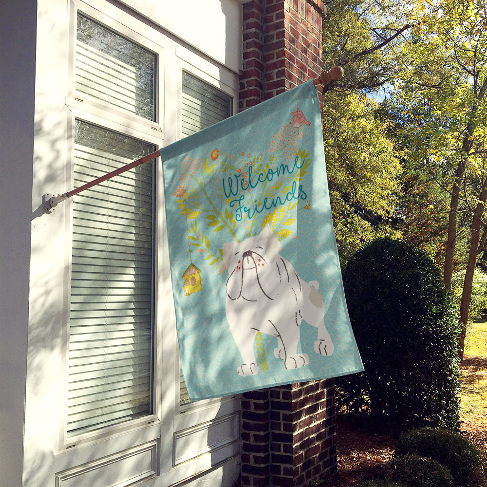 Welcome Friends English Bulldog White Flag Canvas House Size BB7603CHF  the-store.com.
