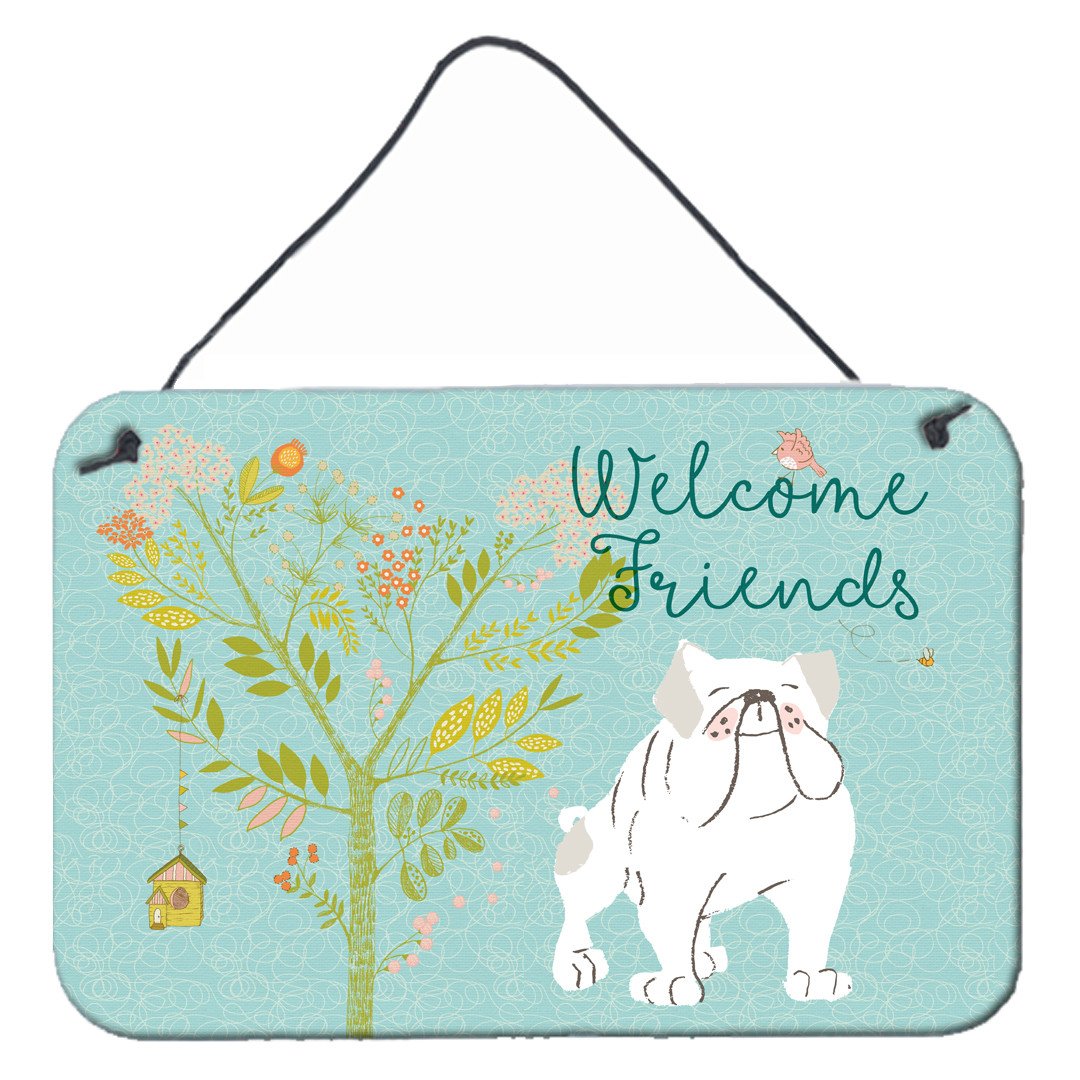 Welcome Friends English Bulldog White Wall or Door Hanging Prints BB7603DS812 by Caroline&#39;s Treasures