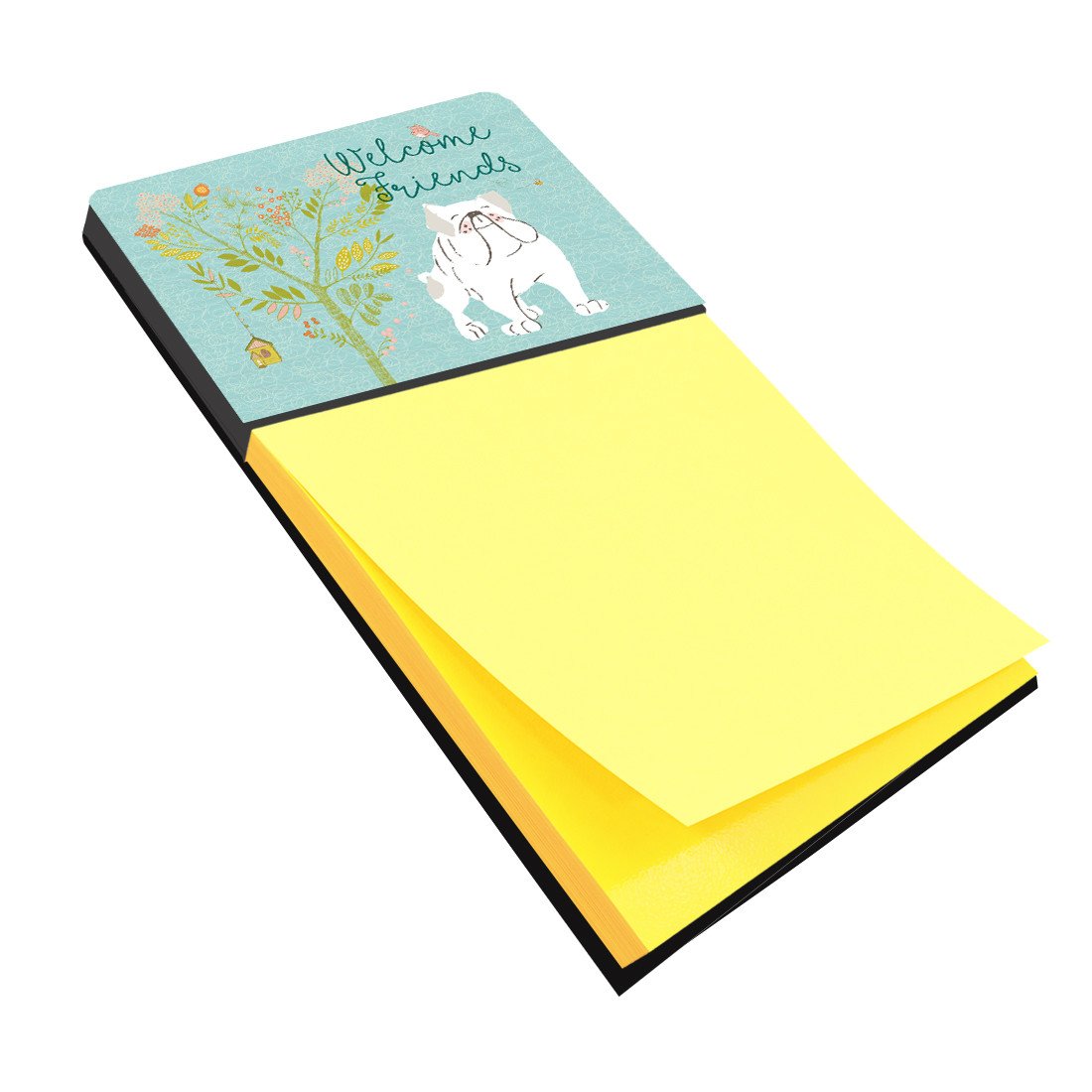 Welcome Friends English Bulldog White Sticky Note Holder BB7603SN by Caroline&#39;s Treasures