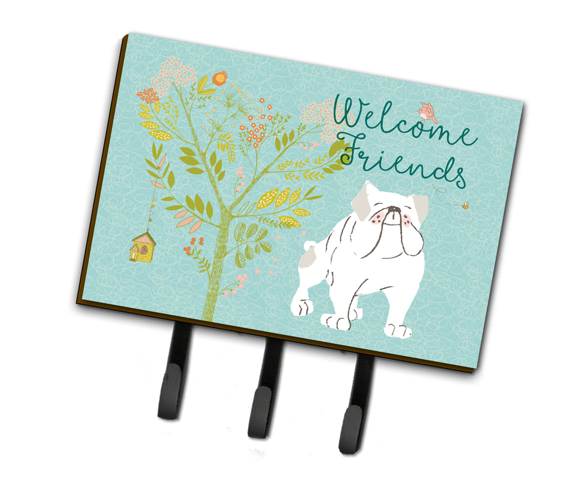 Welcome Friends English Bulldog White Leash or Key Holder BB7603TH68  the-store.com.