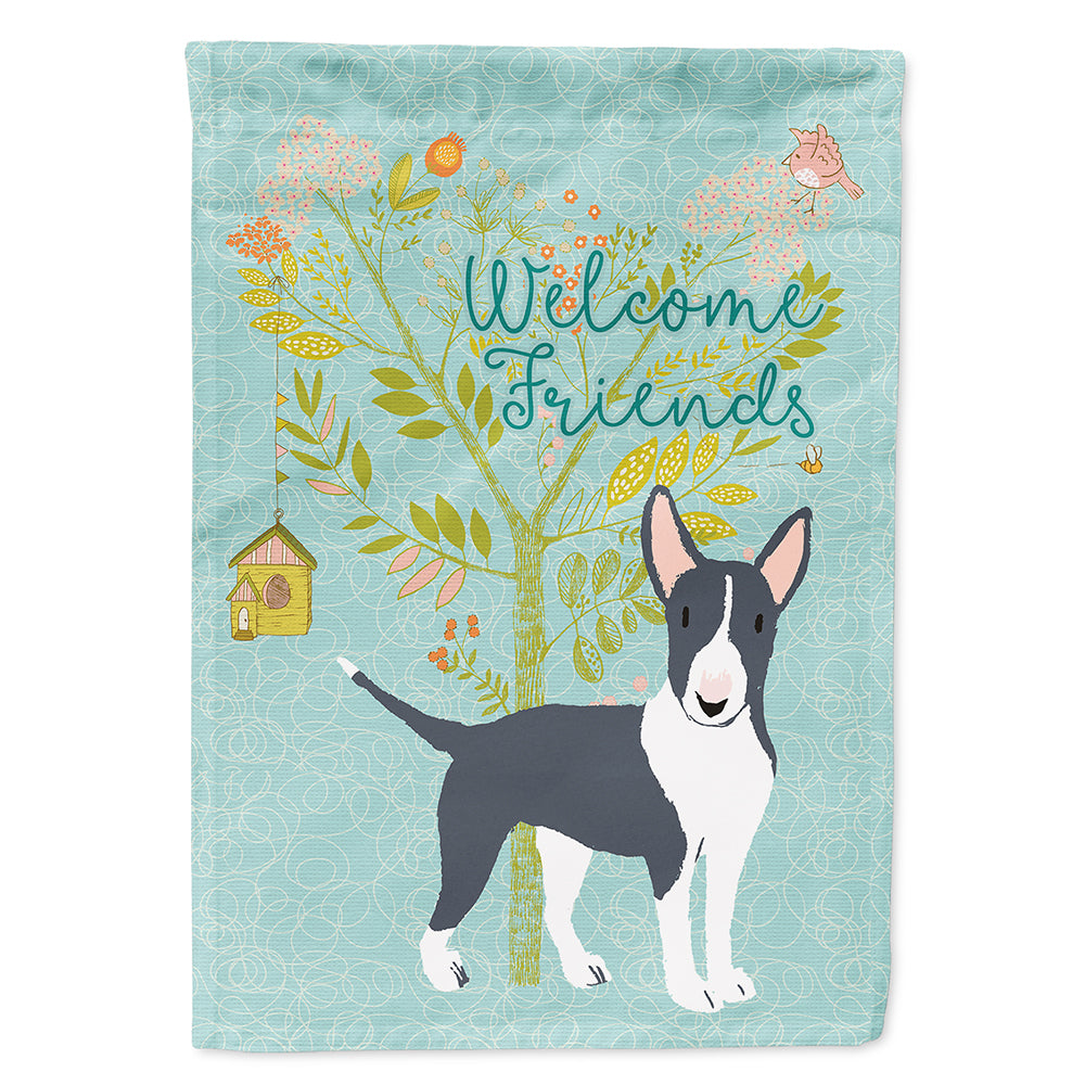 Welcome Friends Black Bull Terrier Flag Canvas House Size BB7604CHF