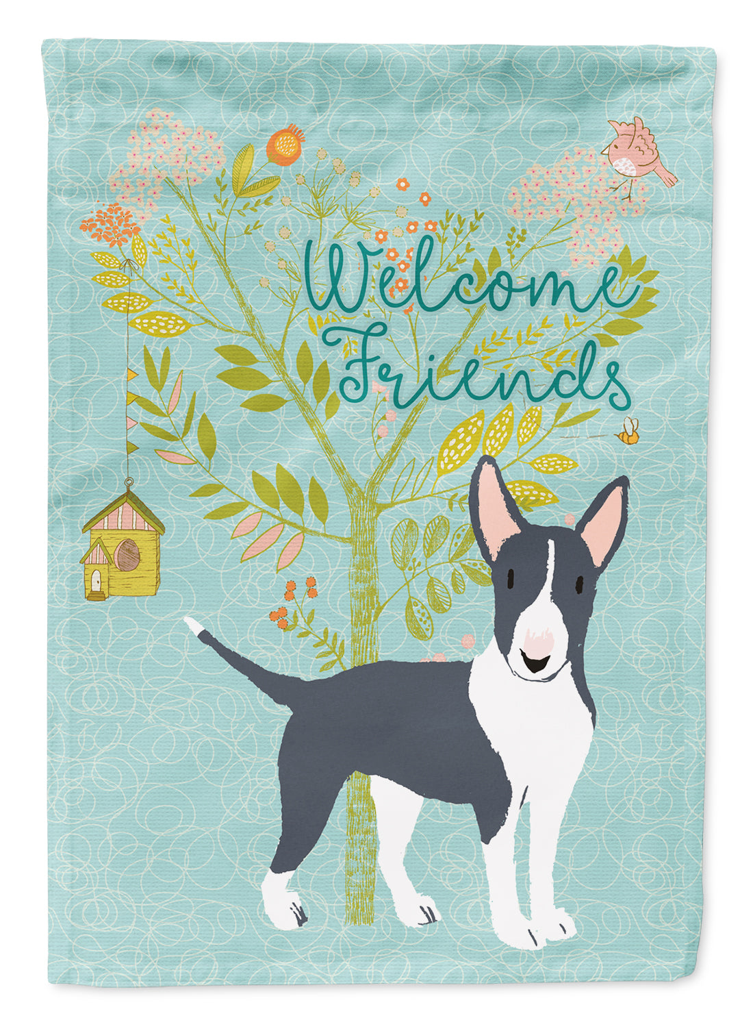 Welcome Friends Black Bull Terrier Flag Garden Size BB7604GF