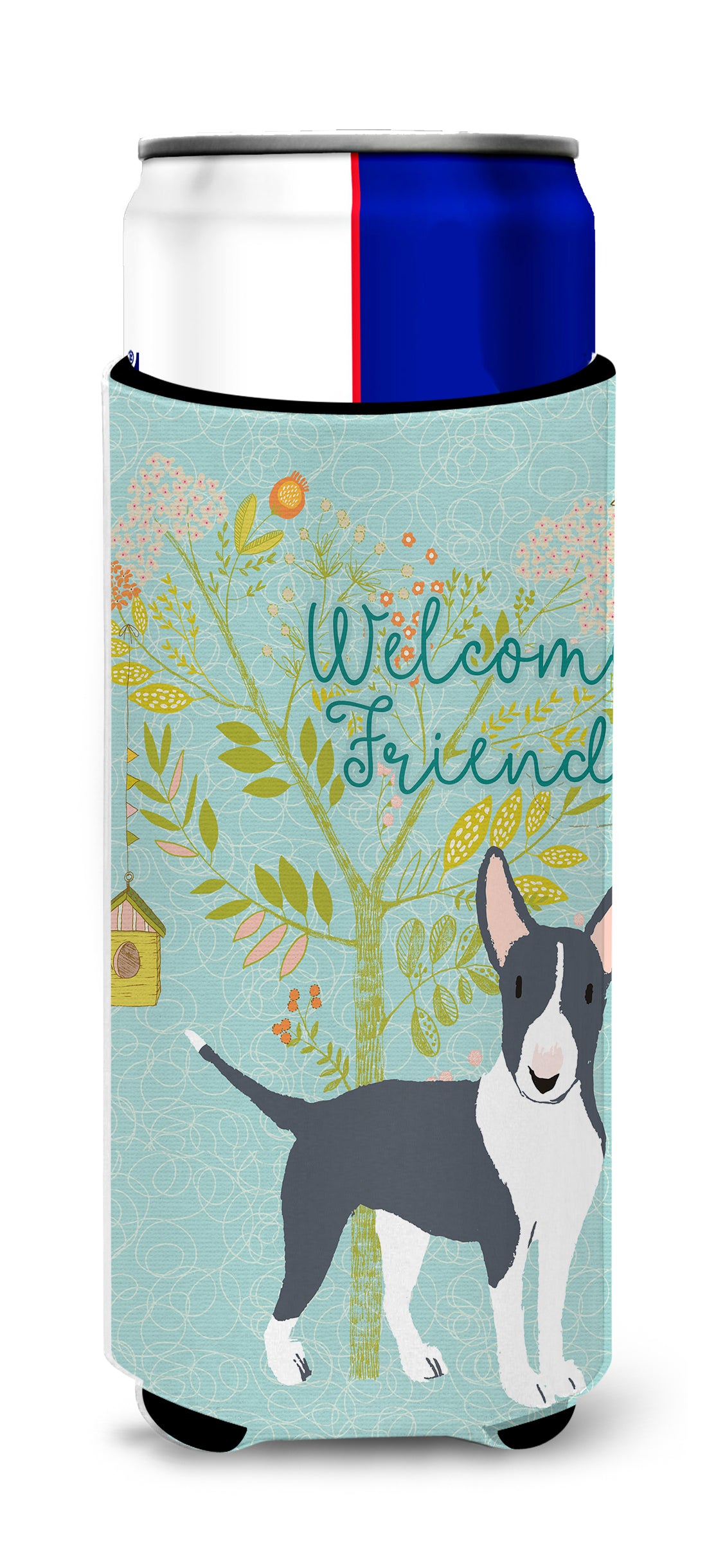 Welcome Friends Black Bull Terrier  Ultra Hugger for slim cans BB7604MUK  the-store.com.