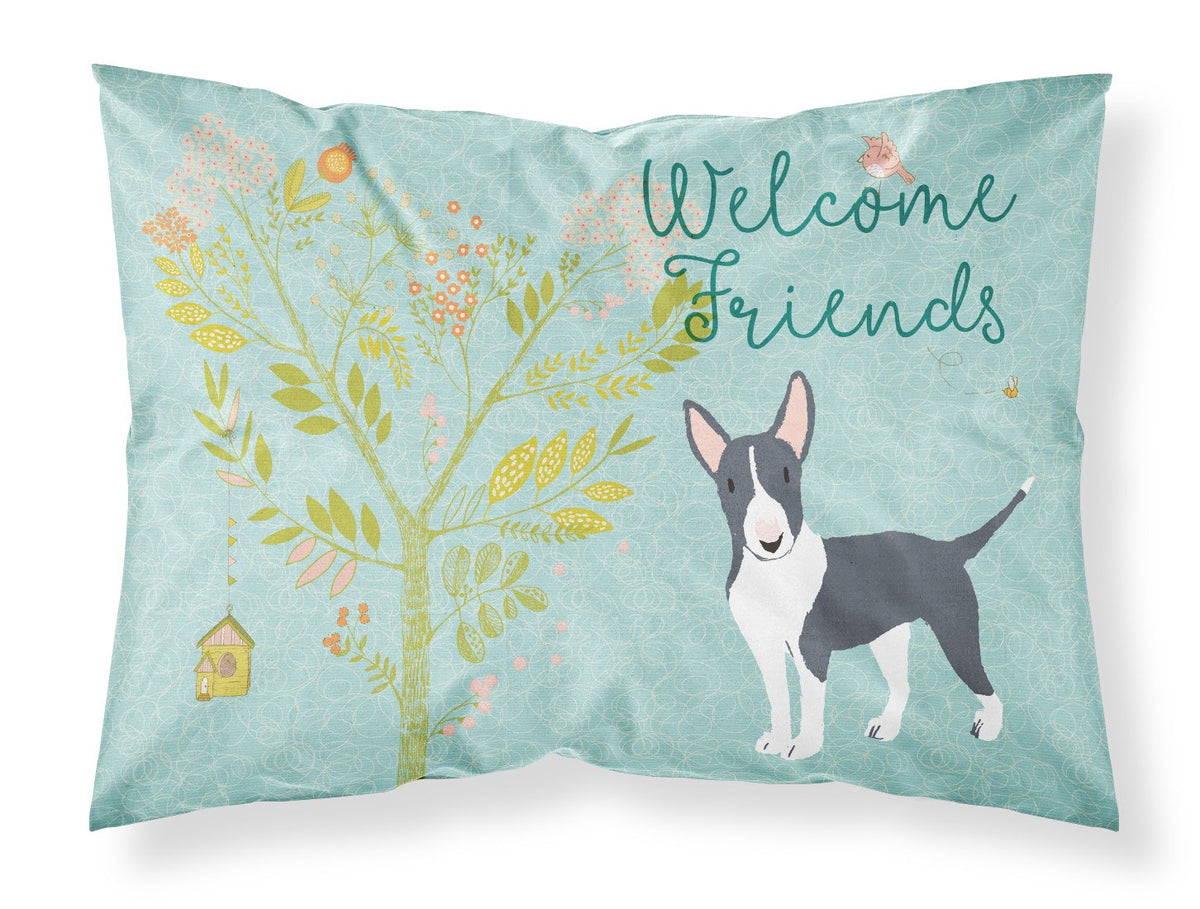 Welcome Friends Black Bull Terrier Fabric Standard Pillowcase BB7604PILLOWCASE by Caroline&#39;s Treasures