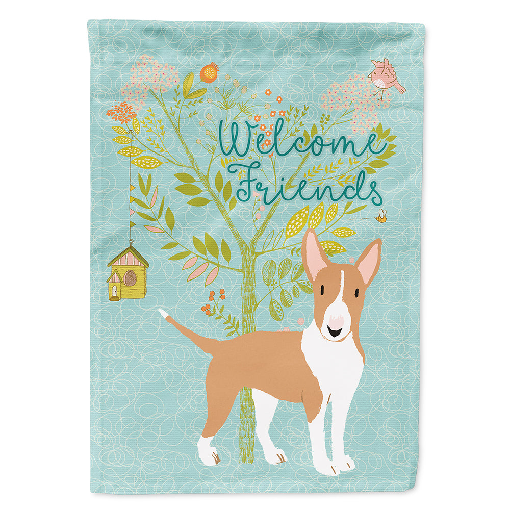 Welcome Friends Brown Bull Terrier Flag Canvas House Size BB7605CHF