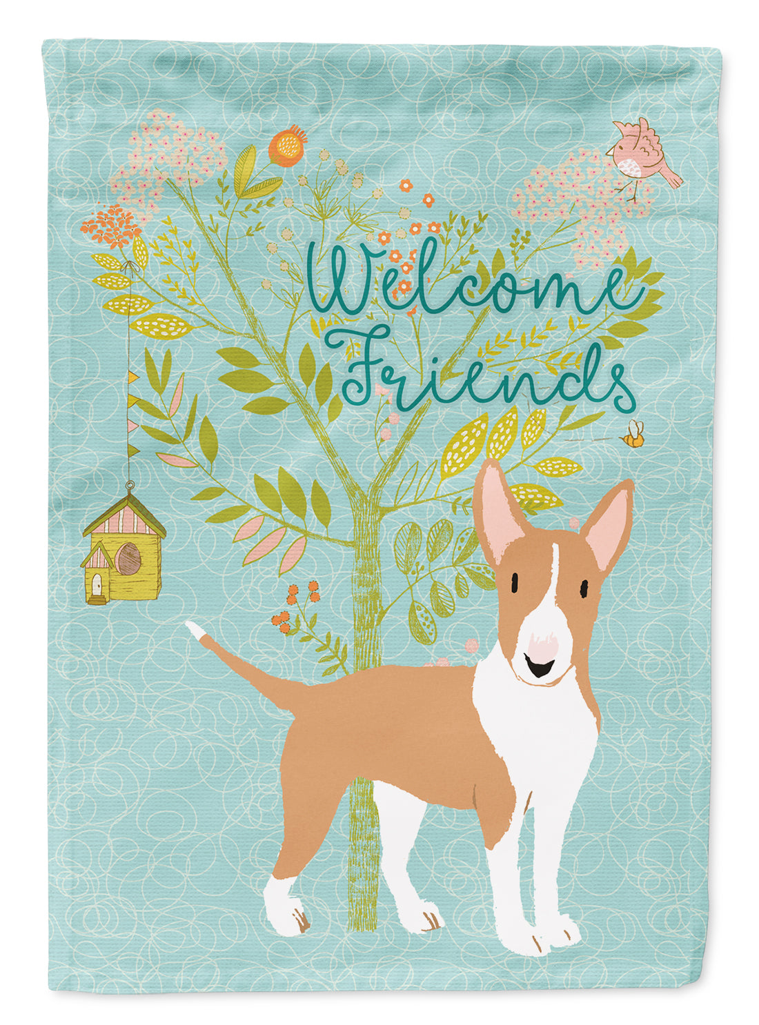 Welcome Friends Brown Bull Terrier Flag Garden Size BB7605GF  the-store.com.
