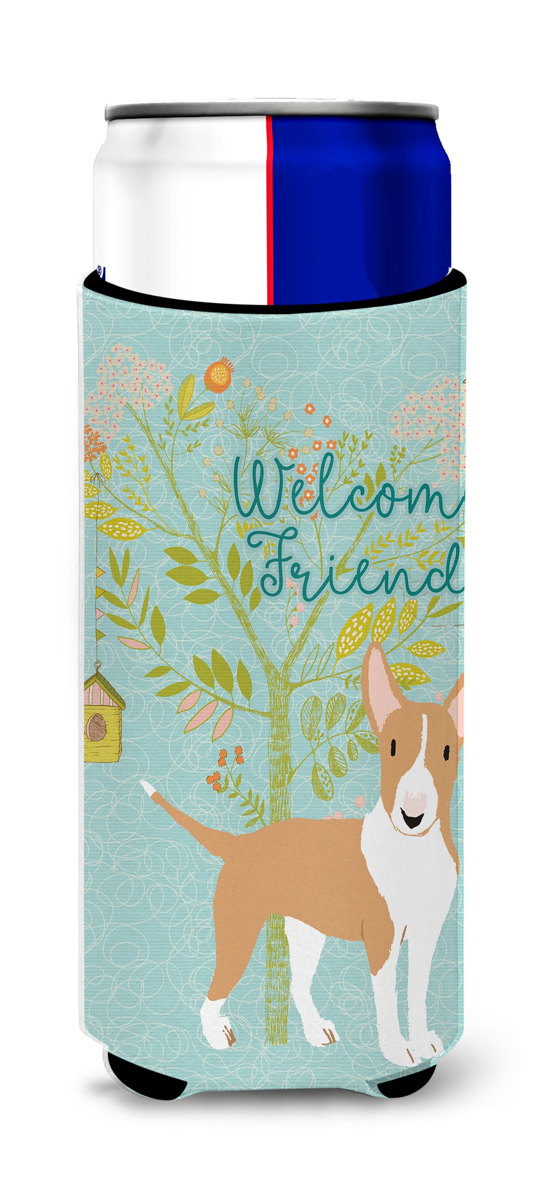 Welcome Friends Brown Bull Terrier  Ultra Hugger for slim cans BB7605MUK