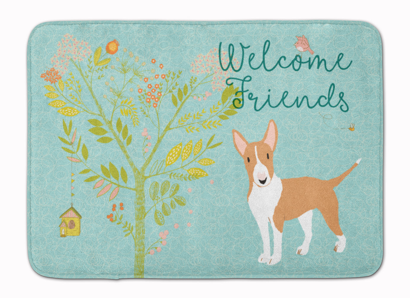 Welcome Friends Brown Bull Terrier Machine Washable Memory Foam Mat BB7605RUG - the-store.com