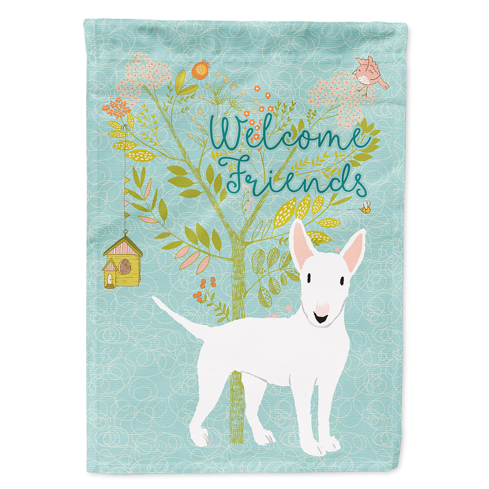 Welcome Friends White Bull Terrier Flag Canvas House Size BB7606CHF