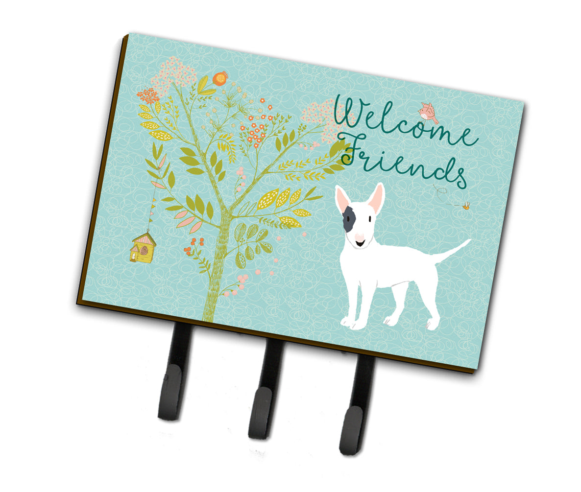 Welcome Friends White Patched Bull Terrier Leash or Key Holder BB7607TH68  the-store.com.