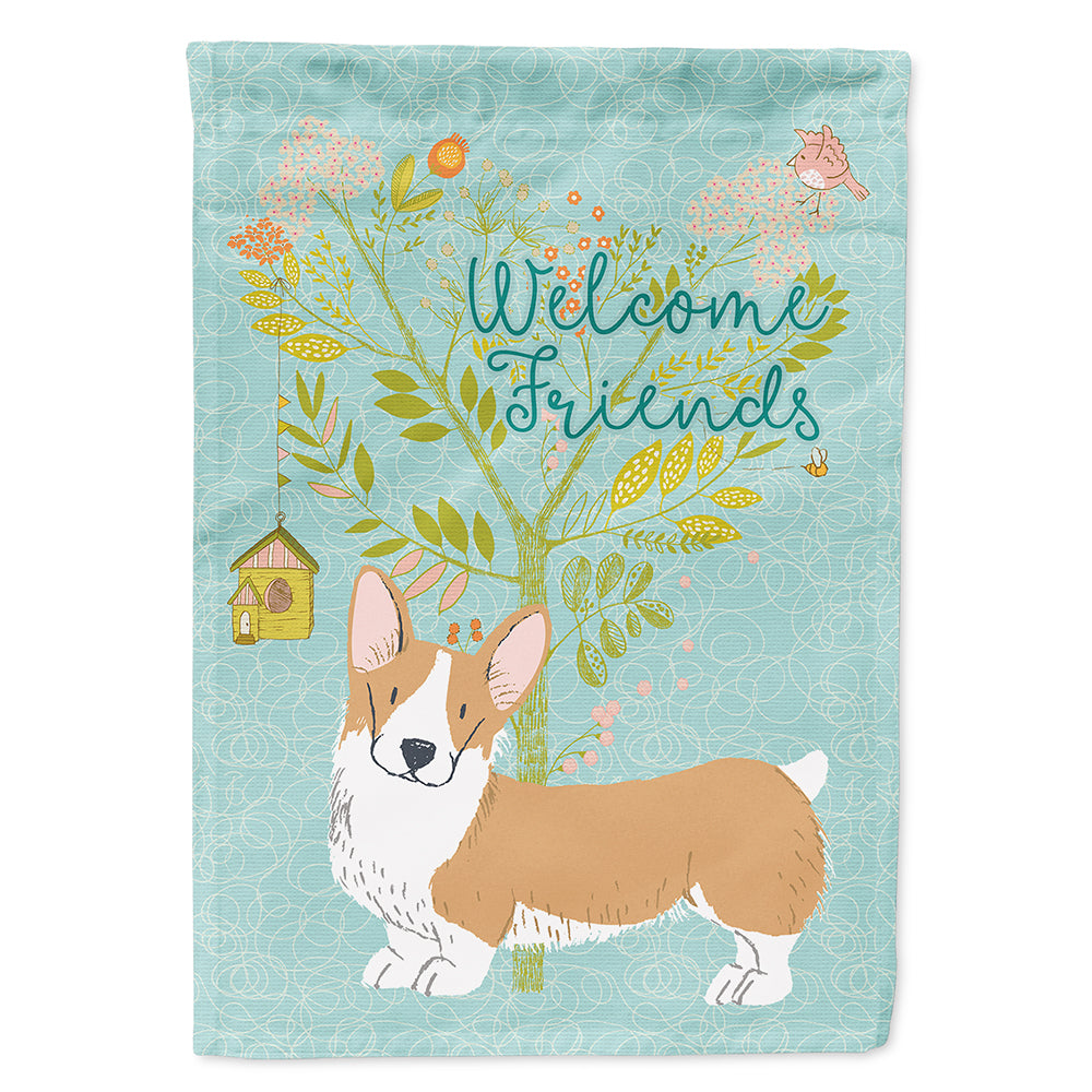 Welcome Friends Pembroke Welsh Corgi Red Flag Canvas House Size BB7608CHF