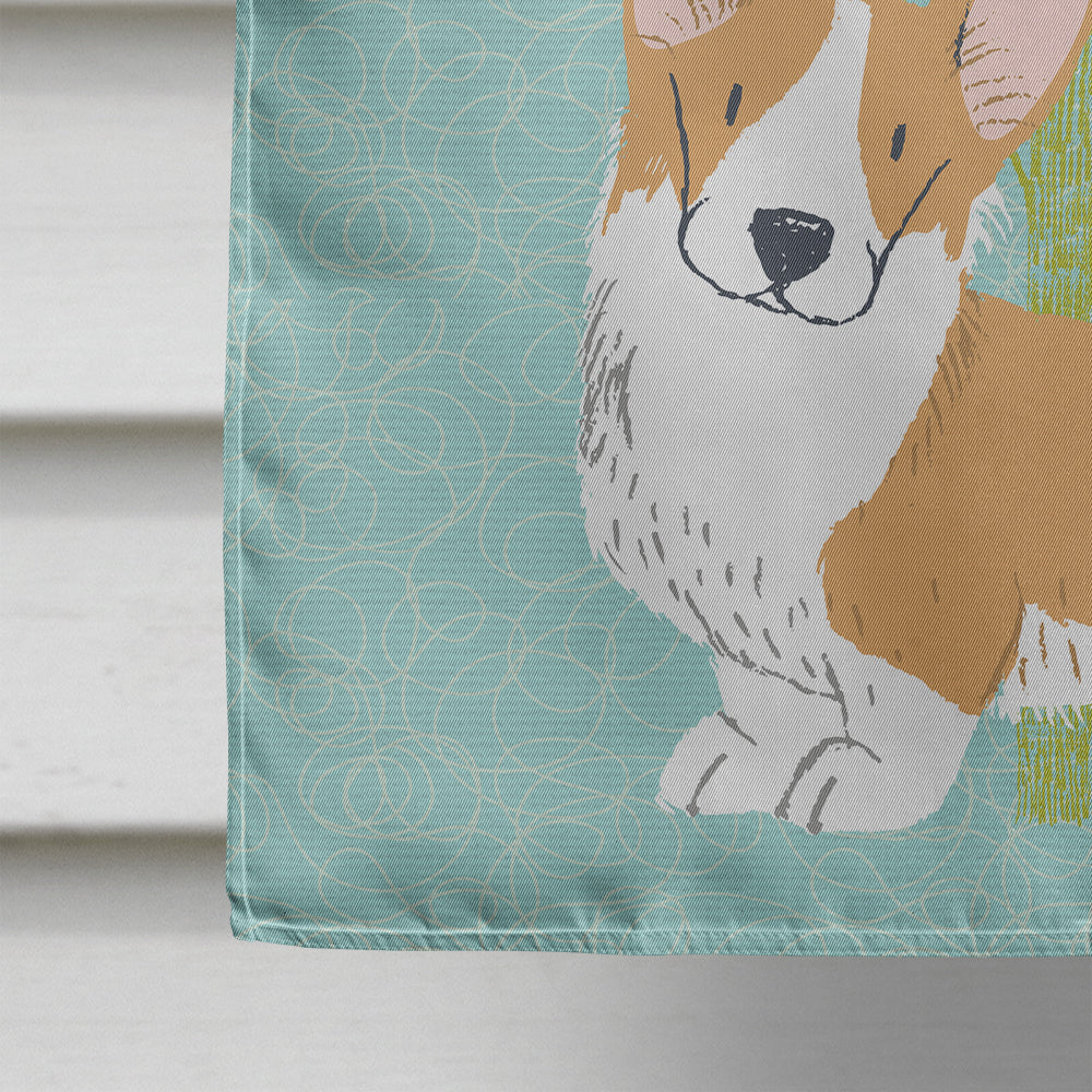 Welcome Friends Pembroke Welsh Corgi Red Flag Canvas House Size BB7608CHF