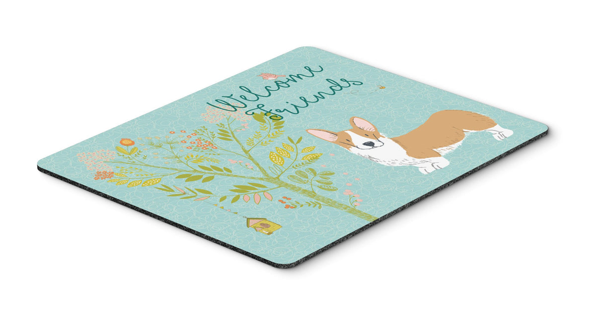 Welcome Friends Pembroke Welsh Corgi Red Mouse Pad, Hot Pad or Trivet BB7608MP by Caroline&#39;s Treasures
