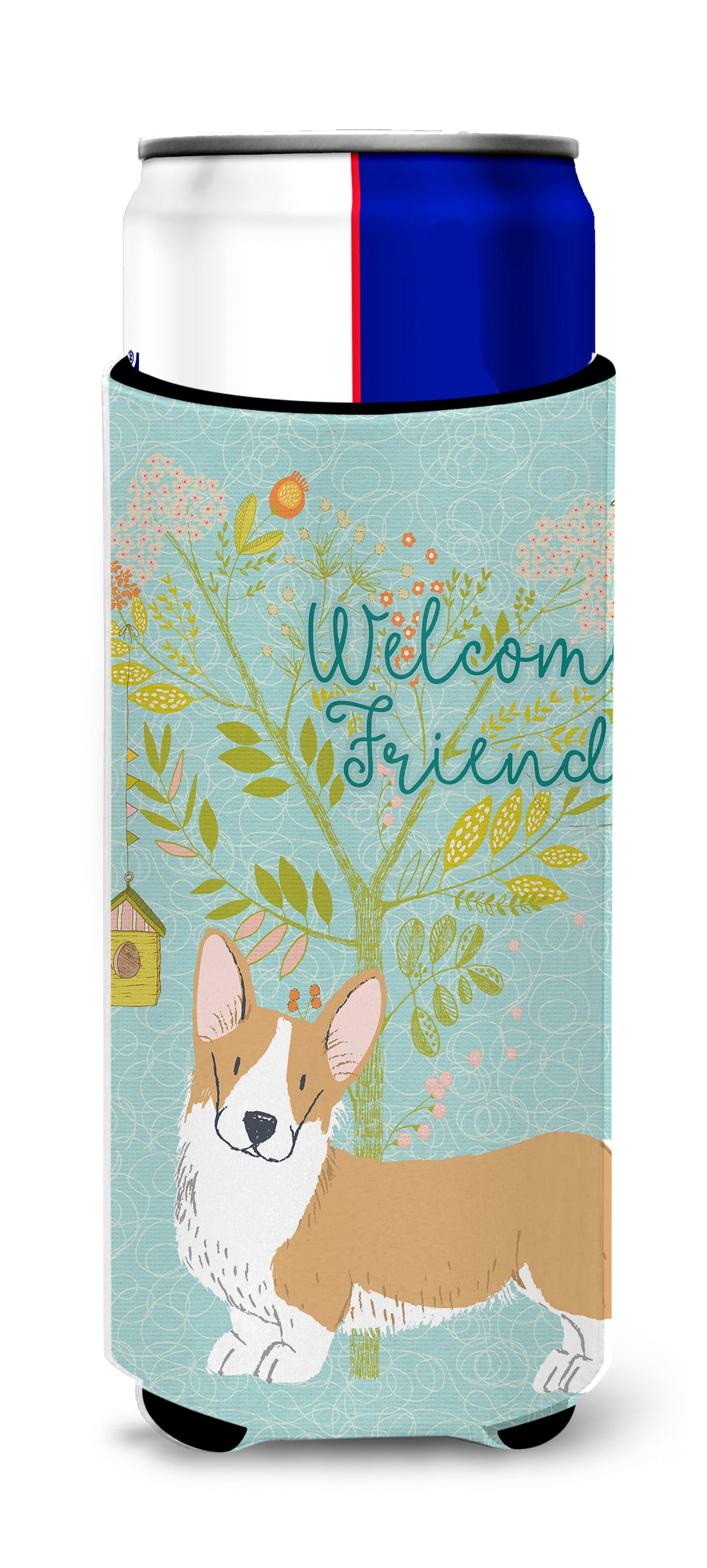 Welcome Friends Pembroke Welsh Corgi Red  Ultra Hugger for slim cans BB7608MUK  the-store.com.