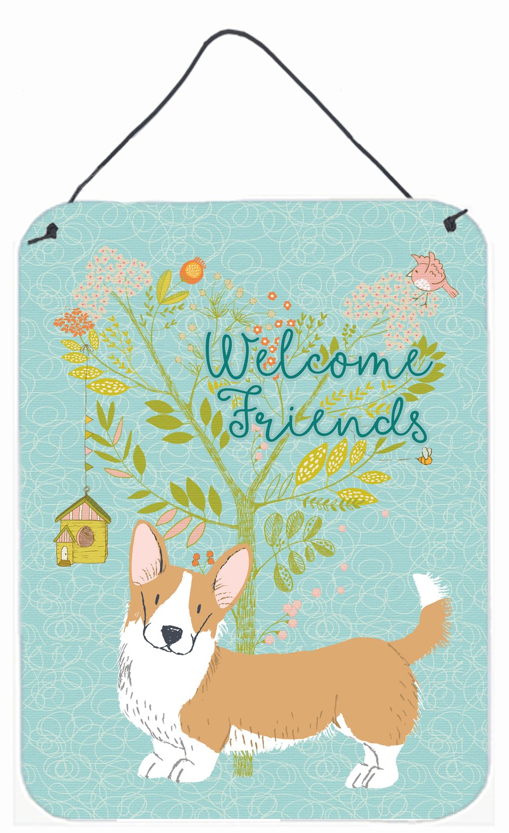 Welcome Friends Cardigan Welsh Corgi Tricolor Wall or Door Hanging Prints BB7611DS1216 by Caroline&#39;s Treasures