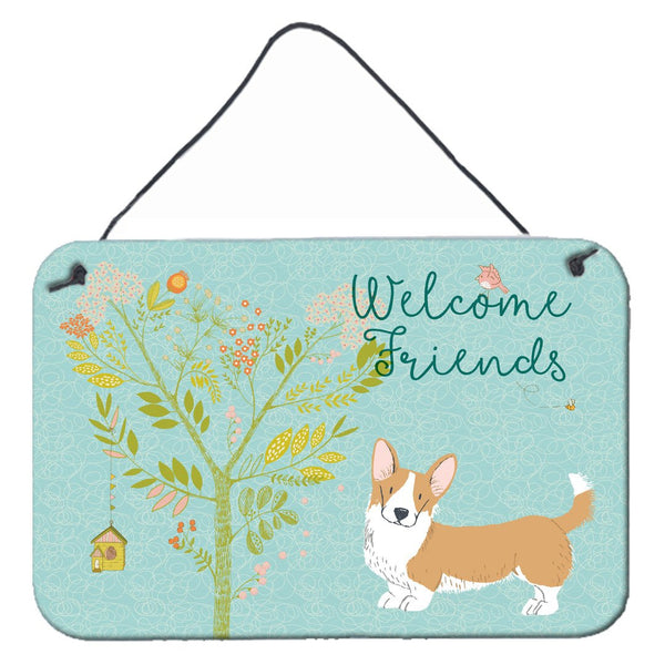 Welcome Friends Cardigan Welsh Corgi Tricolor Wall or Door Hanging Prints BB7611DS812 by Caroline's Treasures