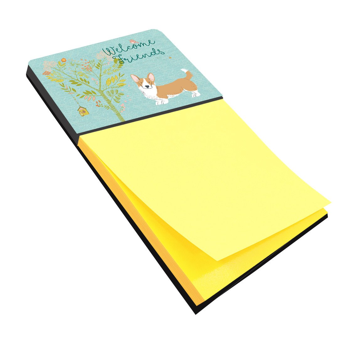 Welcome Friends Cardigan Welsh Corgi Tricolor Sticky Note Holder BB7611SN by Caroline's Treasures
