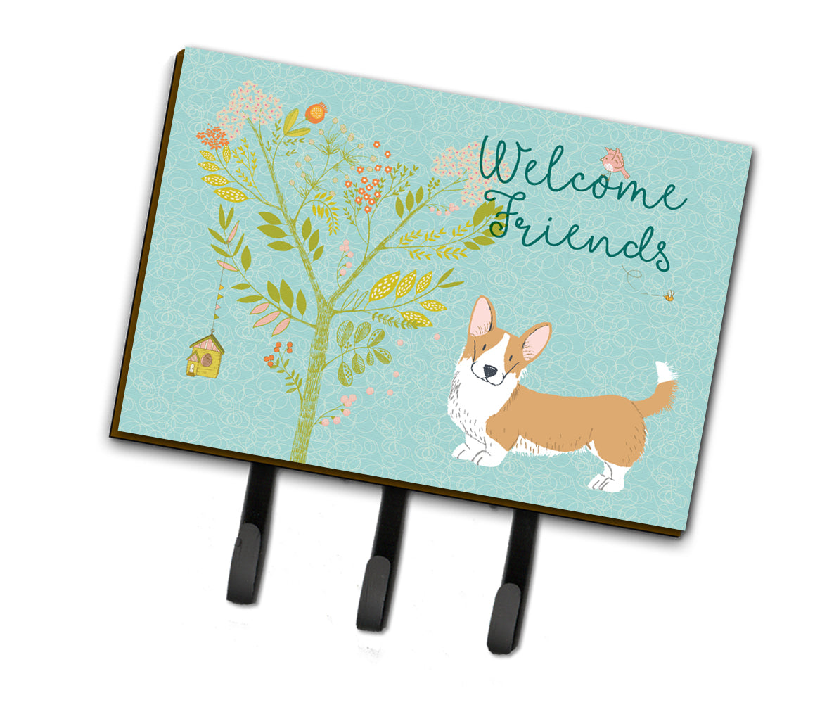 Welcome Friends Cardigan Welsh Corgi Tricolor Leash or Key Holder BB7611TH68  the-store.com.