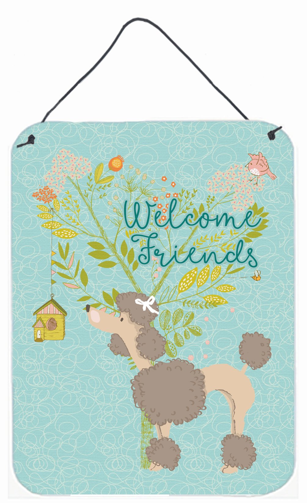 Welcome Friends Chocolate Poodle Wall or Door Hanging Prints BB7612DS1216 by Caroline's Treasures