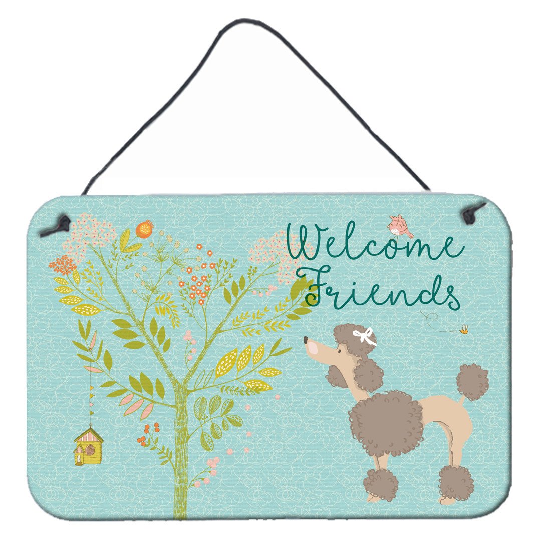 Welcome Friends Chocolate Poodle Wall or Door Hanging Prints BB7612DS812 by Caroline's Treasures