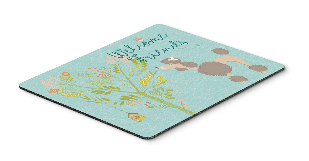 Welcome Friends Chocolate Poodle Mouse Pad, Hot Pad or Trivet BB7612MP by Caroline&#39;s Treasures