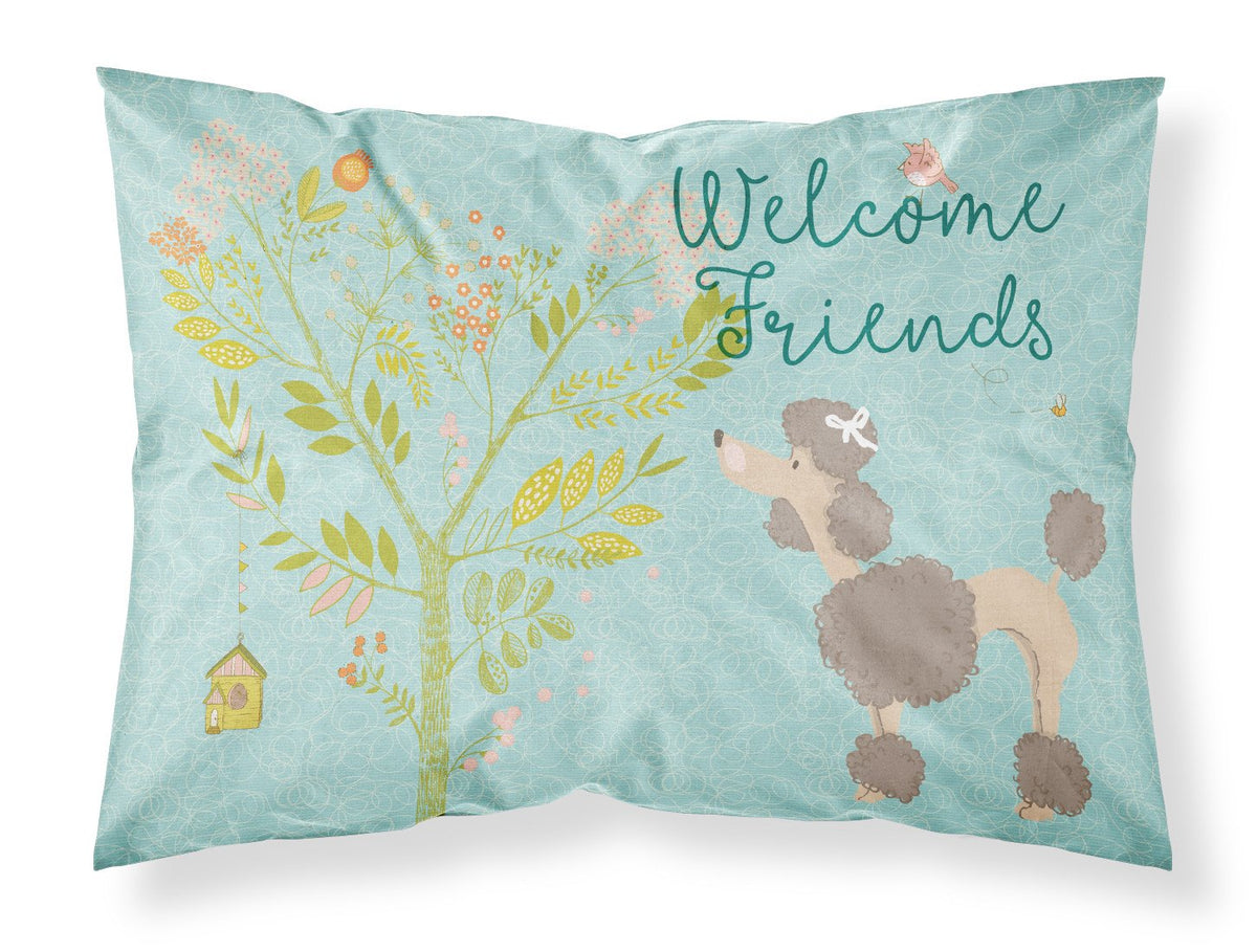 Welcome Friends Chocolate Poodle Fabric Standard Pillowcase BB7612PILLOWCASE by Caroline&#39;s Treasures
