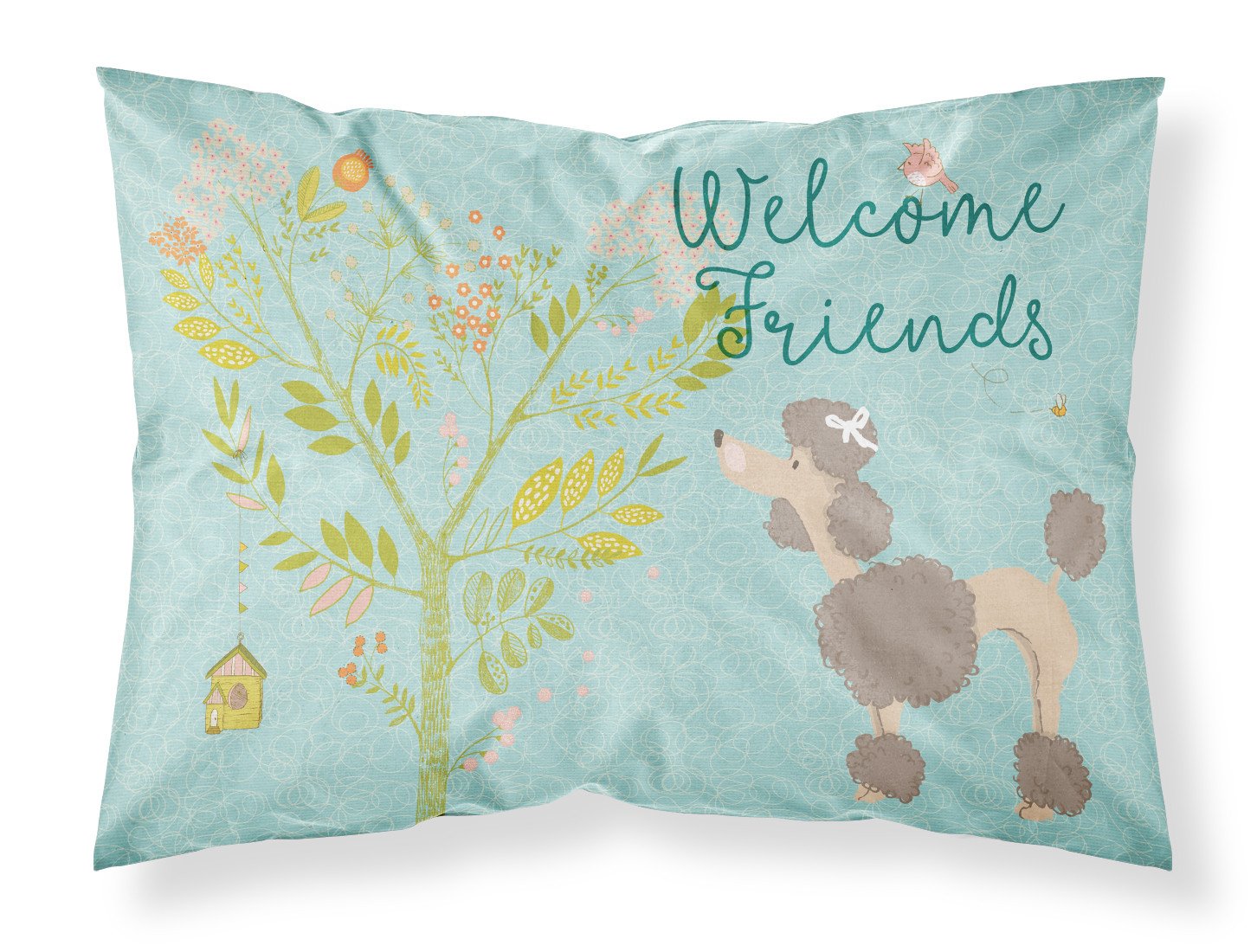 Welcome Friends Chocolate Poodle Fabric Standard Pillowcase BB7612PILLOWCASE by Caroline's Treasures