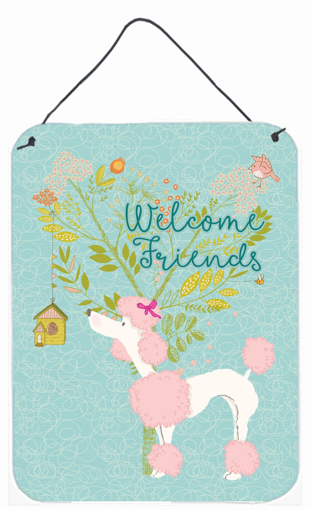 Welcome Friends Pink Poodle Wall or Door Hanging Prints BB7613DS1216 by Caroline's Treasures