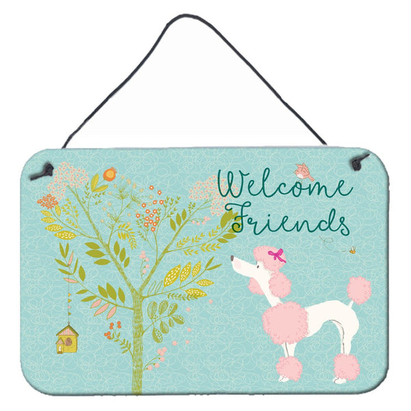 Welcome Friends Pink Poodle Wall or Door Hanging Prints BB7613DS812 by Caroline's Treasures
