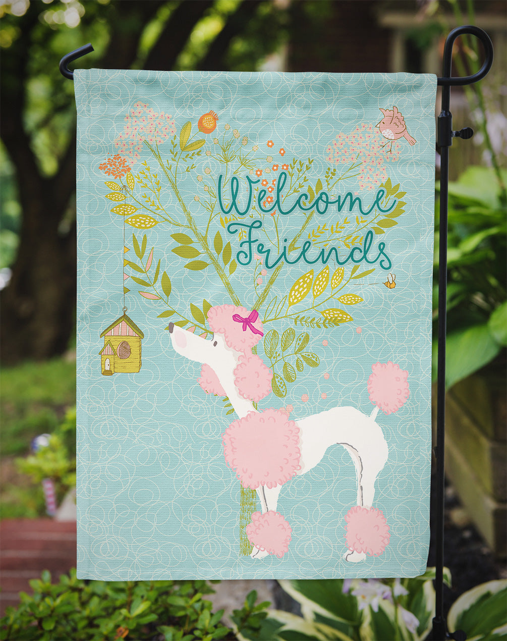 Welcome Friends Pink Poodle Flag Garden Size BB7613GF