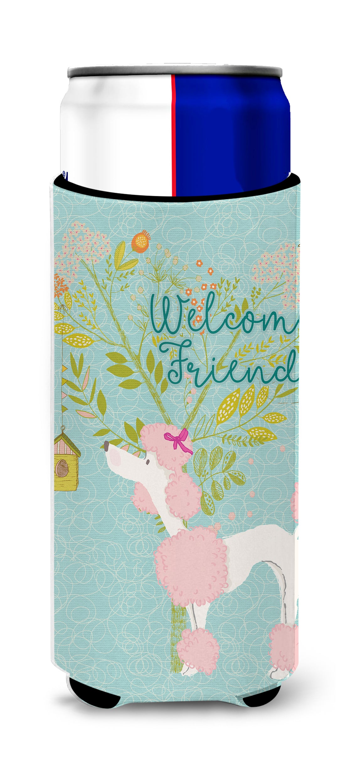Welcome Friends Pink Poodle  Ultra Hugger for slim cans BB7613MUK