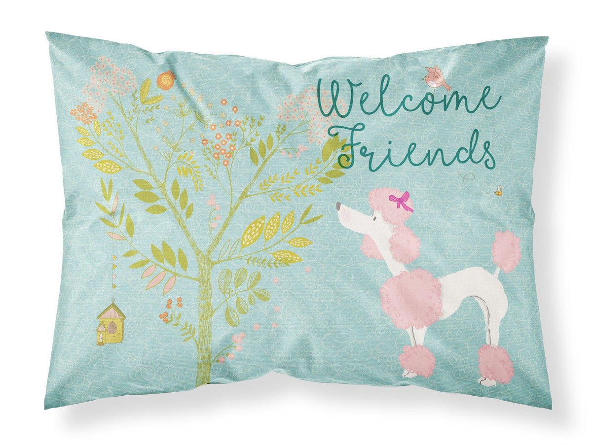 Welcome Friends Pink Poodle Fabric Standard Pillowcase BB7613PILLOWCASE by Caroline&#39;s Treasures